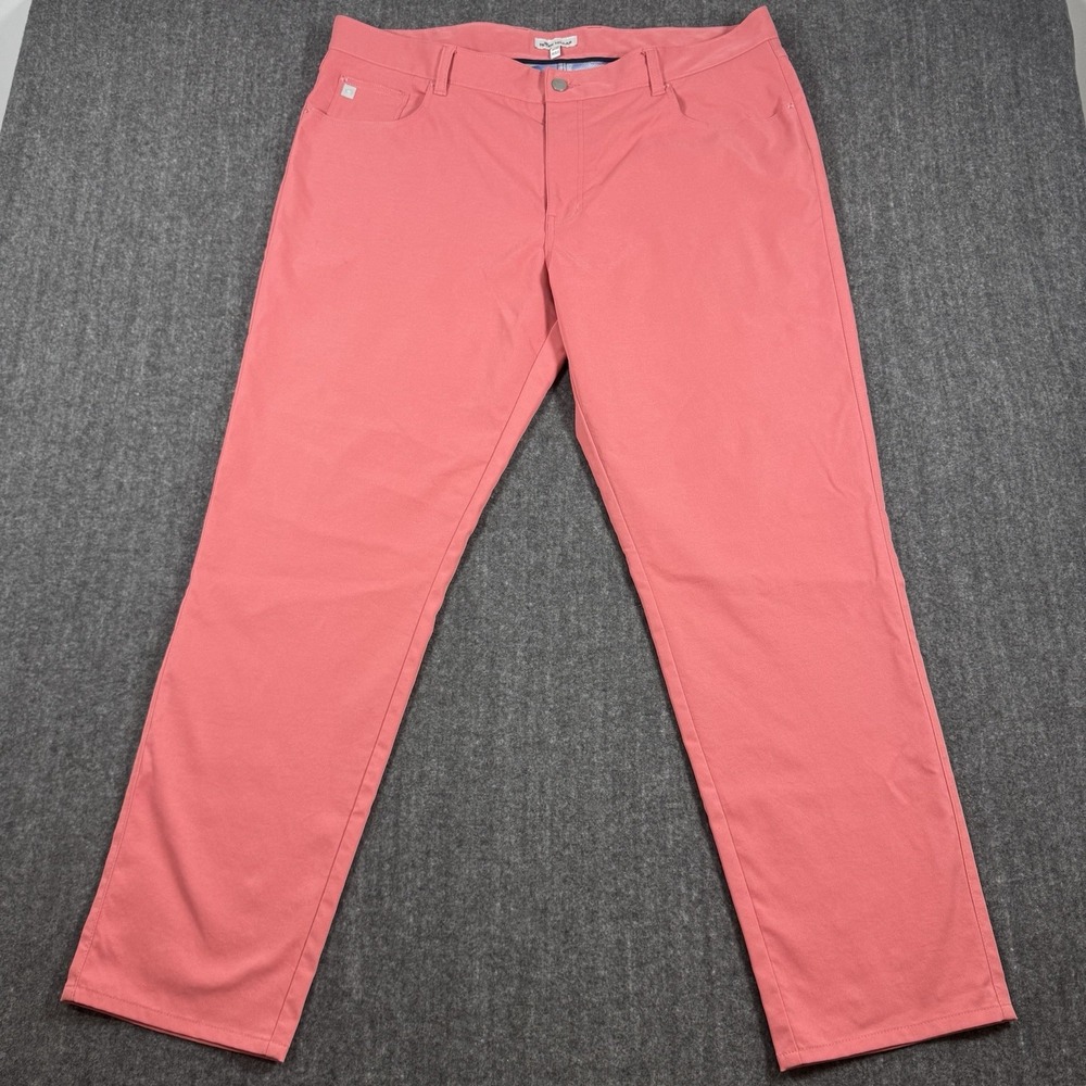 Peter Millar Men's Pants 40x30 Coral Pink Golf Performance Straight Leg